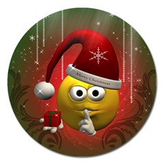 Funny Christmas Smiley Magnet 5  (round) by FantasyWorld7