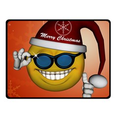 Funny Christmas Smiley With Sunglasses Fleece Blanket (small) by FantasyWorld7