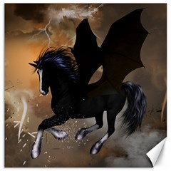 Awesome Dark Unicorn With Clouds Canvas 16  X 16   by FantasyWorld7