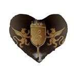 Music, Clef On A Shield With Liions And Water Splash Standard 16  Premium Flano Heart Shape Cushions Front