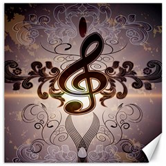 Music, Wonderful Clef With Floral Elements Canvas 12  X 12   by FantasyWorld7