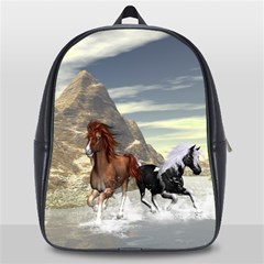 Beautiful Horses Running In A River School Bags(large)  by FantasyWorld7