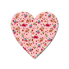 Red Christmas Pattern Heart Magnet by KirstenStar