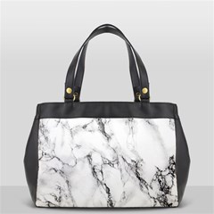 White Marble Stone Print Office Handbags by Dushan