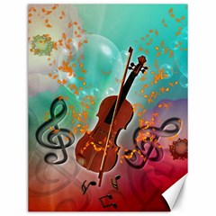 Violin With Violin Bow And Key Notes Canvas 12  X 16   by FantasyWorld7