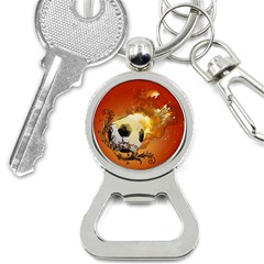 Soccer With Fire And Flame And Floral Elelements Bottle Opener Key Chains by FantasyWorld7