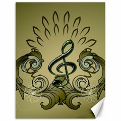 Decorative Clef With Damask In Soft Green Canvas 12  X 16   by FantasyWorld7