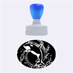 Orca With Glowing Line Jumping Out Of A Circle Mad Of Water Rubber Oval Stamps 1.88 x1.37  Stamp