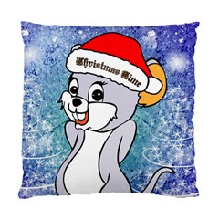 Funny Cute Christmas Mouse With Christmas Tree And Snowflakses Standard Cushion Cases (two Sides)  by FantasyWorld7