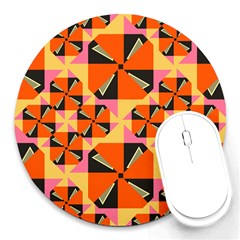 Windmill In Rhombus Shapes Round Mousepad by LalyLauraFLM