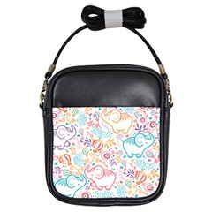 Cute Pastel Tones Elephant Pattern Girls Sling Bags by Dushan