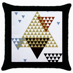 Colorful Modern Geometric Triangles Pattern Throw Pillow Cases (black) by Dushan