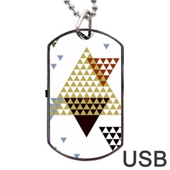 Colorful Modern Geometric Triangles Pattern Dog Tag Usb Flash (one Side) by Dushan