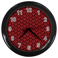 Red Reptile Skin Wall Clocks (black) by trendistuff