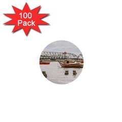 Boats At Santa Lucia River In Montevideo Uruguay 1  Mini Buttons (100 Pack)  by dflcprints