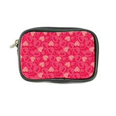 Red Pink Valentine Pattern With Coral Hearts Coin Purse by ArigigiPixel