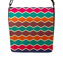 Colorful Chevrons Pattern			flap Closure Messenger Bag (l) by LalyLauraFLM