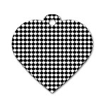 Black And White Scallop Repeat Pattern Dog Tag Heart (One Side) Front