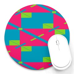 Rectangles And Diagonal Stripes			round Mousepad by LalyLauraFLM