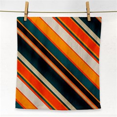 Diagonal Stripes In Retro Colors 			face Towel by LalyLauraFLM