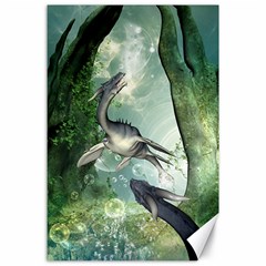 Awesome Seadraon In A Fantasy World With Bubbles Canvas 24  X 36  by FantasyWorld7