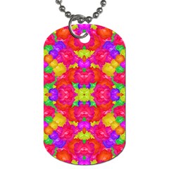 Multicolor Floral Check Dog Tag (one Side) by dflcprints