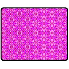 Pink Snowflakes Spinning In Winter Double Sided Fleece Blanket (medium)  by DianeClancy