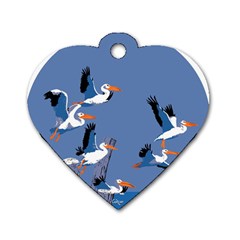 Abstract Pelicans Seascape Tropical Pop Art Dog Tag Heart (two Sides) by WaltCurleeArt