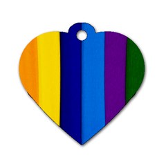 Rainbow Painting On Wood Dog Tag Heart (two Sides) by StuffOrSomething