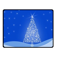 Blue White Christmas Tree Double Sided Fleece Blanket (small)  by yoursparklingshop