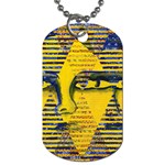 Conundrum II, Abstract Golden & Sapphire Goddess Dog Tag (Two Sides) Back