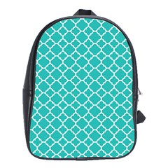 Turquoise Quatrefoil Pattern School Bag (xl) by Zandiepants