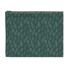 Whimsical Feather Pattern, Forest Green Cosmetic Bag (xl) by Zandiepants