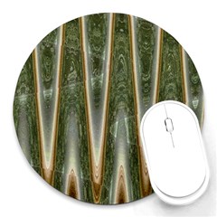 Green Brown Zigzag Round Mousepads by BrightVibesDesign