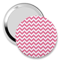 Soft Pink & White Zigzag Pattern 3  Handbag Mirror by Zandiepants