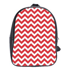 Poppy Red & White Zigzag Pattern School Bag (xl) by Zandiepants