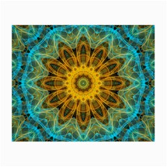 Blue Yellow Ocean Star Flower Mandala Small Glasses Cloth by Zandiepants