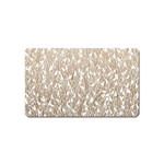 Brown Ombre feather pattern, white, Magnet (Name Card) Front