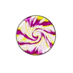 Tie Dye Pink Yellow Abstract Swirl Hat Clip Ball Marker (4 Pack) by BrightVibesDesign