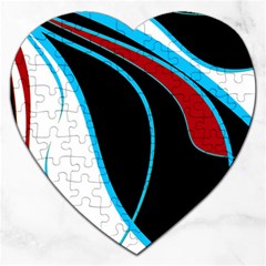 Blue, Red, Black And White Design Jigsaw Puzzle (heart) by Valentinaart