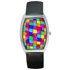 Colorful Cubes Barrel Style Metal Watch by Valentinaart