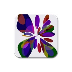 Colorful Abstract Flower Rubber Square Coaster (4 Pack)  by Valentinaart