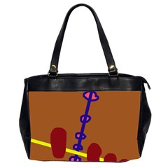 Brown Abstraction Office Handbags (2 Sides)  by Valentinaart