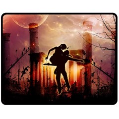 Dancing In The Night With Moon Nd Stars Double Sided Fleece Blanket (medium)  by FantasyWorld7