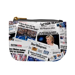 Hillary 2016 Historic Newspaper Collage Mini Coin Purses by blueamerica