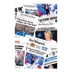 Hillary 2016 Historic Newspaper Collage Shower Curtain 48  X 72  (small)  by blueamerica