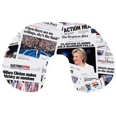 Hillary 2016 Historic Newspaper Collage Travel Neck Pillows by blueamerica