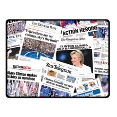 Hillary 2016 Historic Newspaper Collage Double Sided Fleece Blanket (small)  by blueamerica