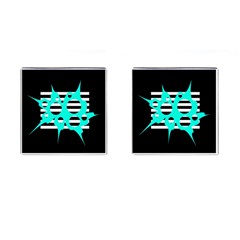 Cyan Abstract Design Cufflinks (square) by Valentinaart