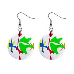 Colorful Amoeba Abstraction Mini Button Earrings by Valentinaart